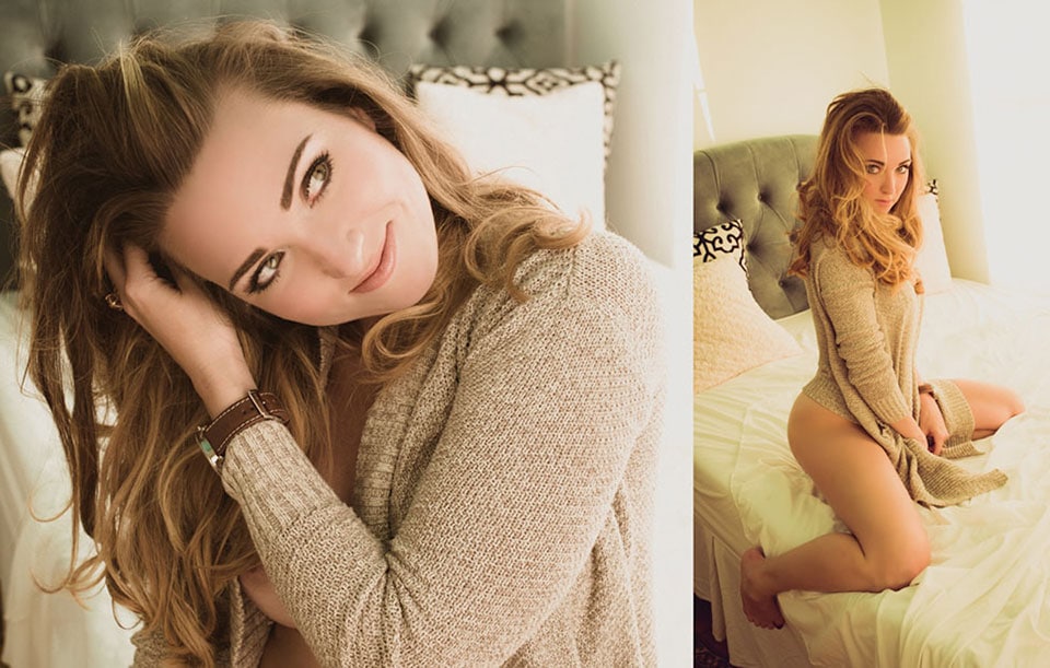 Seductive Summer with Sweater on the Bed | Boudoir Photography | Austin